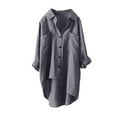 thumbnail image 1 of QASIEATN Women Cotton Solid Long Sleeve Shirt Casual Loose Blouse Button Down Tops Fall Fashion Outfits, 1 of 3