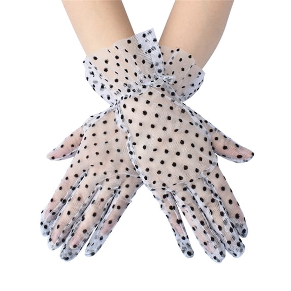 QASIEATN Women Lace Glove Short Lace Glove Floral Courtesy Lace Glove for Wedding Tea 1950's Party Clothing Daily Wear Casual Accessories Gloves Mittens for Women