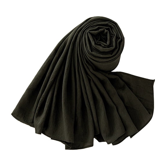 QASIEATN Women Muslim Hijab Scarf Polyester Cotton Turbans for Woman Wrinkle Shawls and Ramadan Hijabs Scarf Daily Wear Casual Accessories Scarf for Women