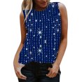 thumbnail image 1 of QASIEATN Women Print Daily Summer Shirts for Women's O Neck Tank Tops Print Blouse Sleeveless Workout Shirts Casual Loose Tees, 1 of 9