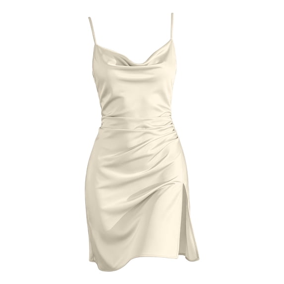 QASIEATN Women Ruched Cowl Neck Midi Bodycon Womens Cozy Relaxed Fit Sleepdress