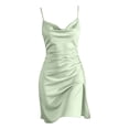 thumbnail image 1 of QASIEATN Women Ruched Cowl Neck Midi Bodycon Womens Cozy Relaxed Fit Sleepdress, 1 of 4