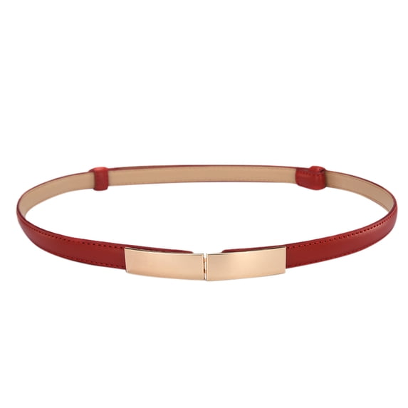 QASIEATN Women Skinny Leather Belt Ladies Slim Belt Metal Buckle Thin Elastic Fashion Dress Belt Daily Wear Casual Accessories Belt for Women