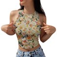 thumbnail image 1 of QASIEATN Women Tank Top Sleeveless Slim Fit Vest Crop Tops Teen Girl Retro Streetwear Fashion Camisole for Women, 1 of 5