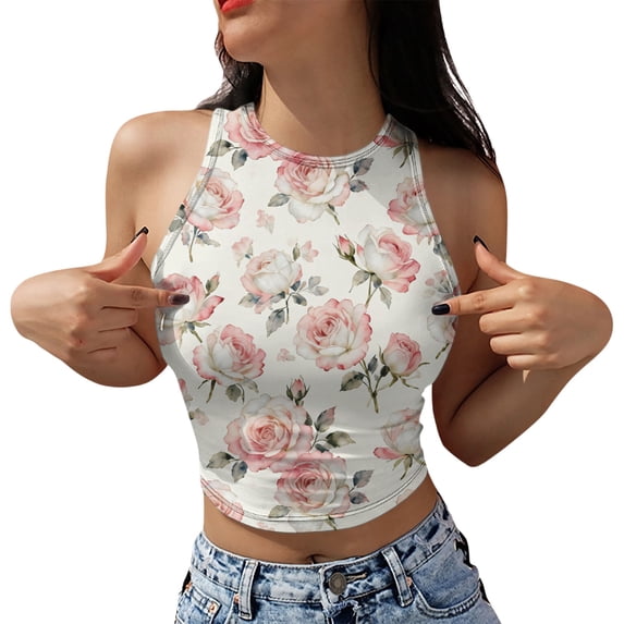 QASIEATN Women Tank Top Sleeveless Slim Fit Vest Crop Tops Teen Girl Retro Streetwear Fashion Camisole for Women