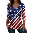 thumbnail image 1 of QASIEATN Women's 250th Anniversary American Flag Shirt V Neck Long Sleeve Patriotic T Shirt for 4th of July Memorial Day Casual Summer Tops, 1 of 4