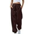 thumbnail image 1 of QASIEATN Women's Bottom Sweatpants No Drawstring Joggers Pants Workout High Waisted Yoga Pants with Pockets, 1 of 7