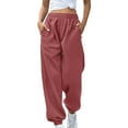 thumbnail image 1 of QASIEATN Women's Bottom Sweatpants No Drawstring Joggers Pants Workout High Waisted Yoga Pants with Pockets, 1 of 7
