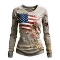 thumbnail image 1 of QASIEATN Women's Casual Long Sleeved Sweatshirt Celebrates 250th Anniversary with The National Flag Flowers Patriotism and Flag Top, 1 of 3