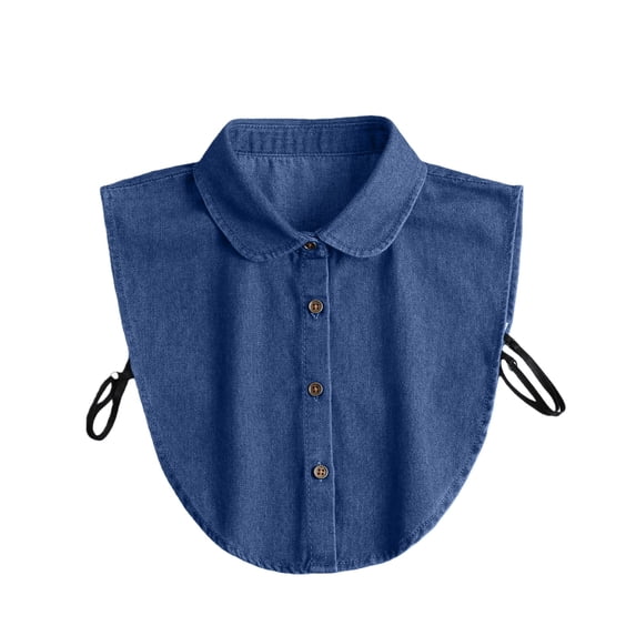 QASIEATN Women's Daily Clothing Essentials Elegant Denim Detachable Collar for Women Solid Color Stylish Button Down Tops Fake Collar Accessories