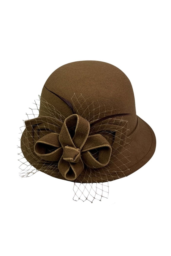 Women's Daily Clothing Essentials New Women's Elegant Cloche Hat Stylish Autumn and Winter Flower Round Top Bucket Hat Pretty Accessories