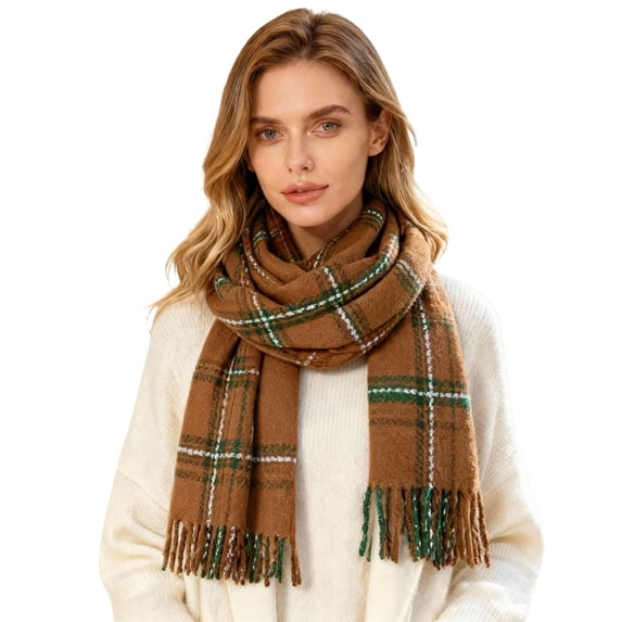 QASIEATN Women's Daily Clothing Essentials Women's Classic Plaid Pattern Warm Scarf Soft Comfortable Winter Fashion Accessory