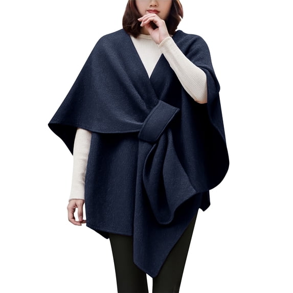 QASIEATN Women's Daily Wear Scarf Womens Large Front Poncho Sweater Wrap Topper Knitted Elegant Shawls Cape for Autumn Winter Fall Fashion Accessories