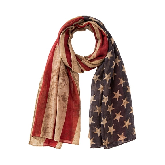 QASIEATN Women's Everyday Wear Accessories Vintage USA Flag Scarf for Women Fashion American 250th Anniversary Shawl Women's Patriotic Wrap