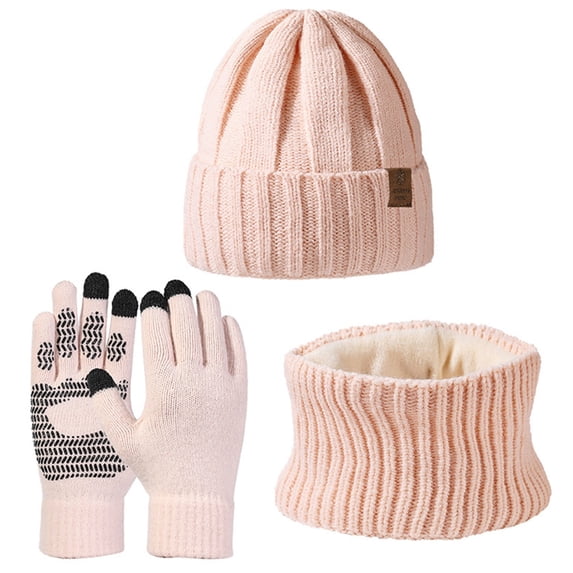 QASIEATN Winter Beanie Hat Scarf Gloves for Women Knit Hat Touchscreen Gloves Knited Neck Scarf Christmas for Women Winter Warmer Set Fall Fashion Accessories