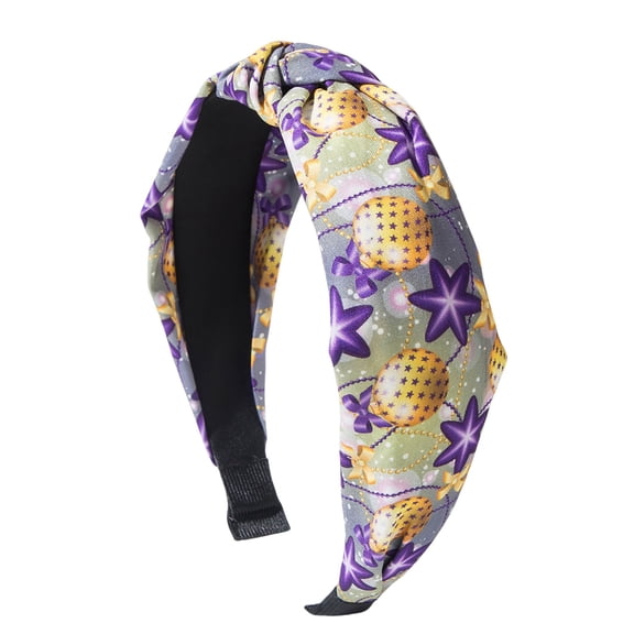 QASIEATN Women's Festival Clothing Essentials Mardi Gras Knotted Headband for Women Colorful Personalized Print Trendy Hairband Party Carnival Hair Accessories