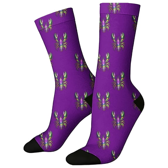 QASIEATN Women's Festival Clothing Essentials Women's Mardi Gras Themed Comfortable Cute Printed Mid Calf Sports Socks Fashion Accessories for Women