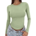 thumbnail image 1 of QASIEATN Women's Long Sleeved Round Neck Slim Bottom Sweater Basic Clothing for Outdoor Wear Sports Top Fall Fashion Outfits, 1 of 6
