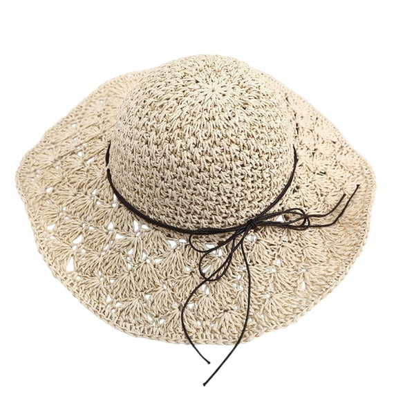 QASIEATN Women's Popular Sun Hats Women Summer Hollow Out Bow Wide Brim Hat Versatile Sun Cap Fall Fashion Accessories