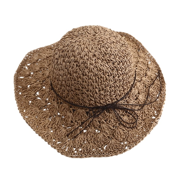 QASIEATN Women's Relaxed Fit Sun Hats Women Summer Hollow Out Bow Wide Brim Hat Versatile Sun Cap Fall Fashion Accessories