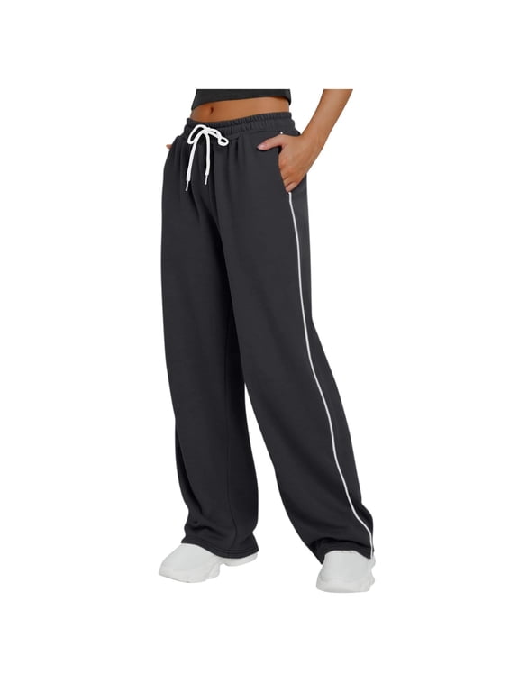 Women's Stripe Patchwork Wide Leg Sweatpants Loose Sportswear Casual Multi Use Sweatpants