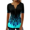 thumbnail image 1 of QASIEATN Women's Summer New Chest Button Pleated Casual Short Sleeved T Shirt Women's Top Fall Fashion Outfits for Women, 1 of 5