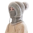 thumbnail image 1 of QASIEATN Womens Beanie Hats Women's Winter Plush Hat Scarf Integrated Warm and Cold with Thick Velvet Knit Pullover and Woolen Hat Fall Fashion Accessories, 1 of 4