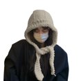 thumbnail image 1 of QASIEATN Womens Cozy Skull Caps Women's Handmade Chunky Knit Hats Winter Thickened Warm Beanie Hats Ear Protecting Hats Fall Fashion Accessories, 1 of 4