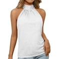 thumbnail image 1 of QASIEATN Womens Fashion Summer Tops Casual Top High Neck Sleeveless Tshirt Beach Vacation Loose Fit Shirt, 1 of 7