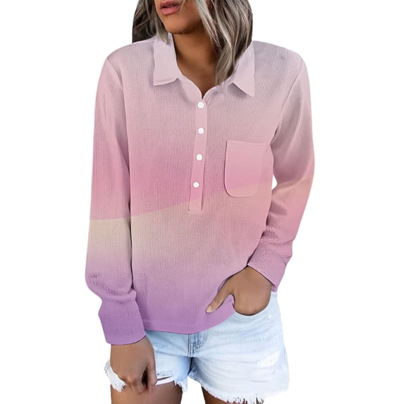 QASIEATN Womens Long Sleeve Tops Casual Loose Fit Tie Dye Shirts Trendy Mesh Button Down Collared Business Work Blouse
