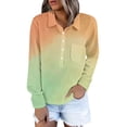 thumbnail image 1 of QASIEATN Womens Long Sleeve Tops Casual Loose Fit Tie Dye Shirts Trendy Mesh Button Down Collared Business Work Blouse, 1 of 5