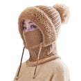 thumbnail image 1 of QASIEATN Womens Popular Beanie Hats Women's Winter Plush Hat Scarf Integrated Warm and Cold with Thick Velvet Knit Pullover and Woolen Hat Fall Fashion Accessories, 1 of 4