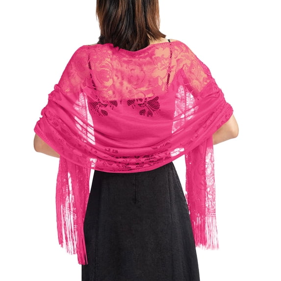 QASIEATN Womens Popular Shawl Wraps Women's Shawl Lace Shawl Bride's Bridesmaid Evening Dress Cheongsam Shawl Dinner Hollowed Out Lace Shawl Fall Fashion Accessories