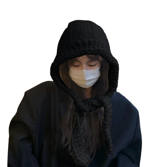 QASIEATN Womens Popular Skull Caps Women's Handmade Chunky Knit Hats Winter Thickened Warm Beanie Hats Ear Protecting Hats Fall Fashion Accessories
