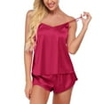 thumbnail image 1 of QASIEATN Womens Sexy Satin Pajamas Shorts Set Nightwear Pajamas Set Casual Loungewear Set, 1 of 8