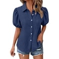 thumbnail image 1 of QASIEATN Womens Shirts Button Down Dress Shirts Casual Short Sleeve Textured Collared Summer Work Blouse Camping Clothes, 1 of 8