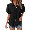 thumbnail image 1 of QASIEATN Womens Shirts Button Down Dress Shirts Casual Short Sleeve Textured Collared Summer Work Blouse Camping Clothes, 1 of 8
