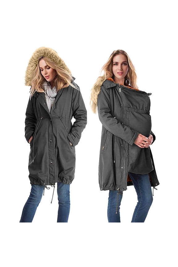 Womens Tops for Pregnant, Maternity Cotton Jacket Winter Long Puffer Down Jacket Parka with Hood with Pockets Cotton Jacket, Womens Winter Tops