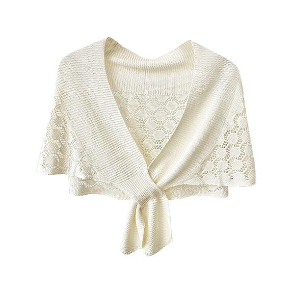 QASIEATN Wraps for Women Thin Fashionable and Versatile Women's Hollow Knitted Short Shawl Summer Spring Trendy Clothing Accessories