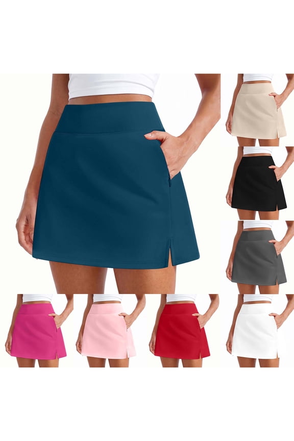 14" Skorts for Women with 2 Pockets High Waisted A Line Casual Pickleball Golf Skort Athletic Tennis Skirt White S