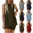 thumbnail image 1 of QATAINLAV 2 Piece Outfits for Women 2025 Summer Matching Lounge Set Cotton Sleeveless Long Hem Tanks and Shorts Sets Sleepwear Army Green L Mothers Day Gifts, 1 of 8