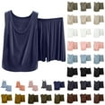 thumbnail image 1 of QATAINLAV Lounge Sets for Women Soft Modal Sleeveless Tank Tops and Shorts Sleepwear 2 Piece Outfits Lightweight Pajamas Matching Set, Black, L, 1 of 8