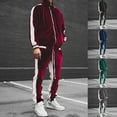 thumbnail image 1 of QATAINLAV 2 Piece Sets for Men Velour Tracksuit Casual Drawstring Sweatpants with Pockets and Long Sleeve Zipper Jacket Sport Set Outdoor Jogger Outfits Summer Savings Gray L, 1 of 6