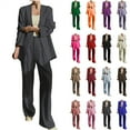 thumbnail image 1 of QATAINLAV Two Piece Blazer Outfits for Women Loose Open Front Suit Jacket and Straight Wide Leg Pants Business Casual Office Work Suits, Pink, XL, 1 of 7