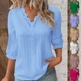 thumbnail image 1 of QATAINLAV 3/4 Length Sleeve Womens Tops 2025 Dressy Casual V Neck Tshirts Trendy Puff Sleeve Loose Fit Ribbed Blouses Summer Vacation Outfits Green XXL Sales of The Day Lightning, 1 of 5