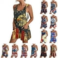 thumbnail image 1 of QATAINLAV 4th of July Jumpsuits, Stars Stripe Patriotic Overall Womens Casual Loose Vacation Beach Romper Comfy Linen Going Out Workout Overall with Pockets Multicolor M, 1 of 8