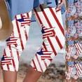 thumbnail image 1 of QATAINLAV 4th of July Outfits Womens Capri Leggings Star Stripe American Flag Bottom Tight Summer Casual Compression Running Workout Yoga Pants Cropped Legging Todays Daily Deals White XL, 1 of 6