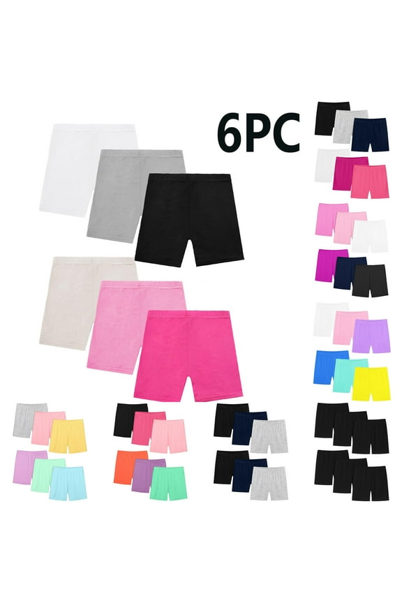 6 Pack Boys Girls Shorts Kids Bike Shorts Dance Gymnastics Yoga Shorts Safety Active Under Dress Pants Casual Comfy Model Home Shorts