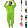 thumbnail image 1 of QATAINLAV Adult Onesie Halloween Costume Unisex Long Sleeve Pajamas Womens Flannel Fleece Hooded Jumpsuits Sleepwear, Green, XL, 1 of 6
