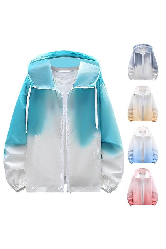 Athletic Jacket for Men Sun Protection Zip up Hoodie Long Sleeve Rash Guard Travel Hiking Hooded Windbreaker with Pockets, Pink, XXXXL